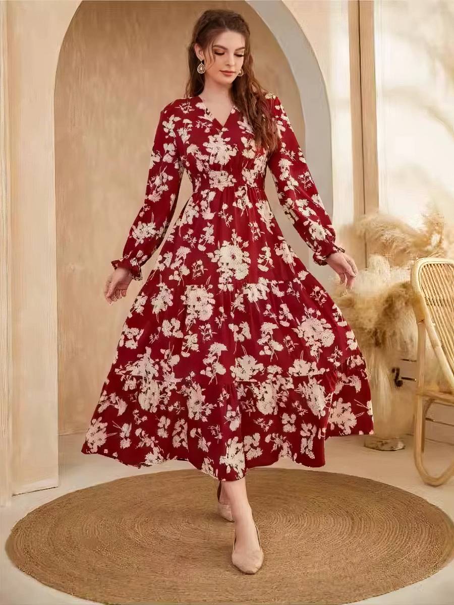 Robe Beige Et Bordeaux​