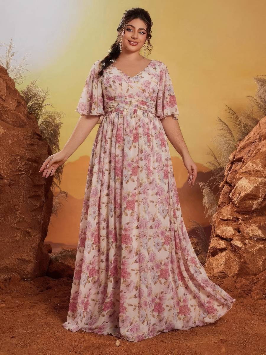 Robe Beige Et Rose​