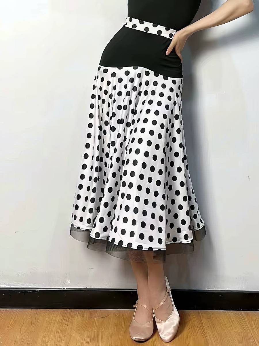 Robe Blanc Et Noir Robe Fluide À Pois Style Rétro – Image 5