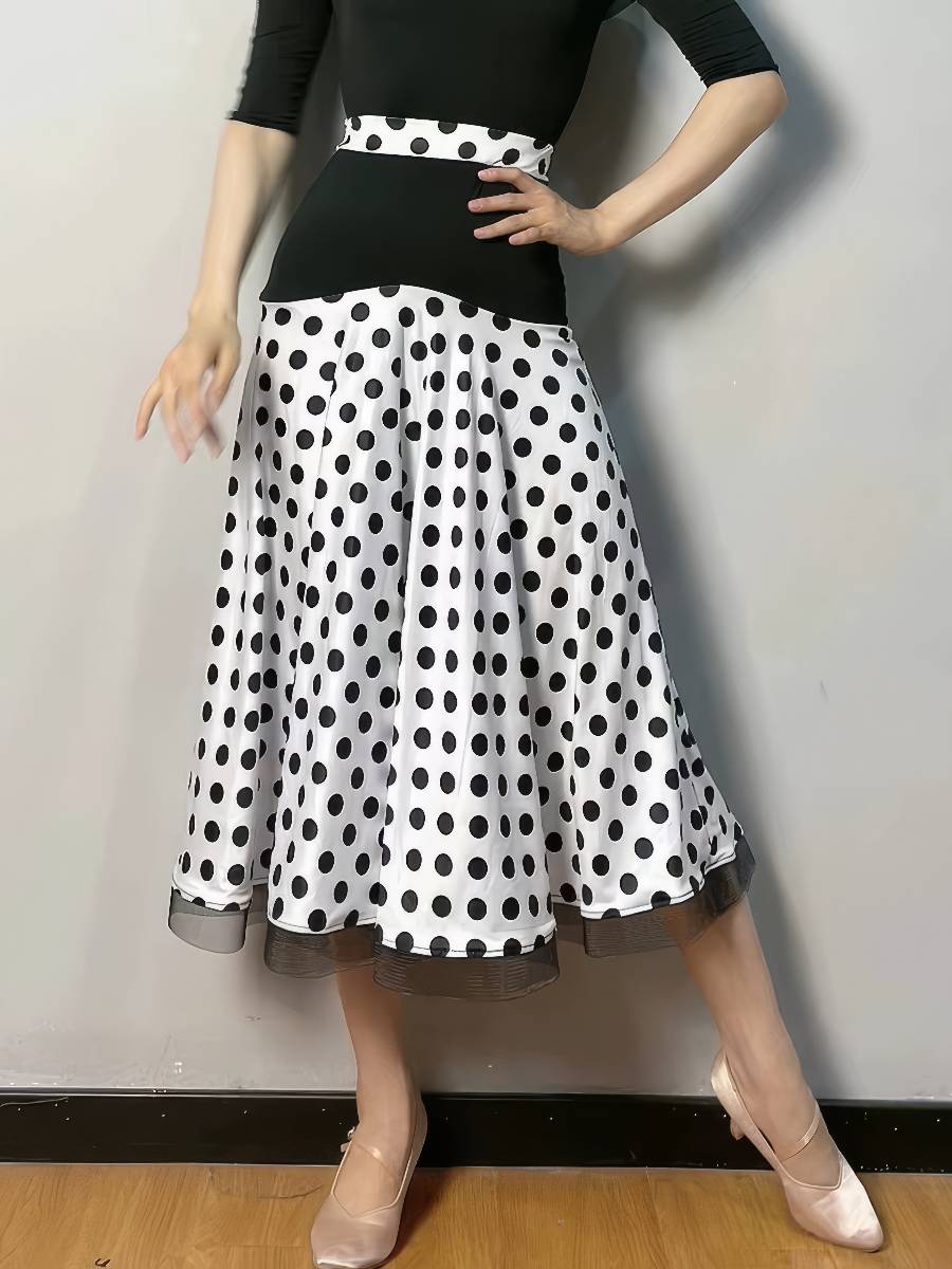 Robe Blanc Et Noir Robe Fluide À Pois Style Rétro