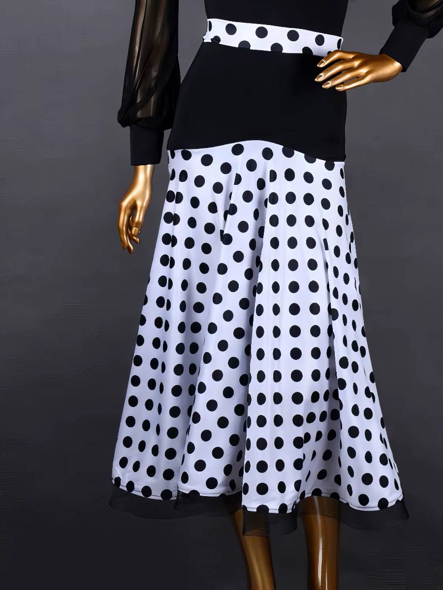Robe Blanc Et Noir Robe Fluide À Pois Style Rétro – Image 3