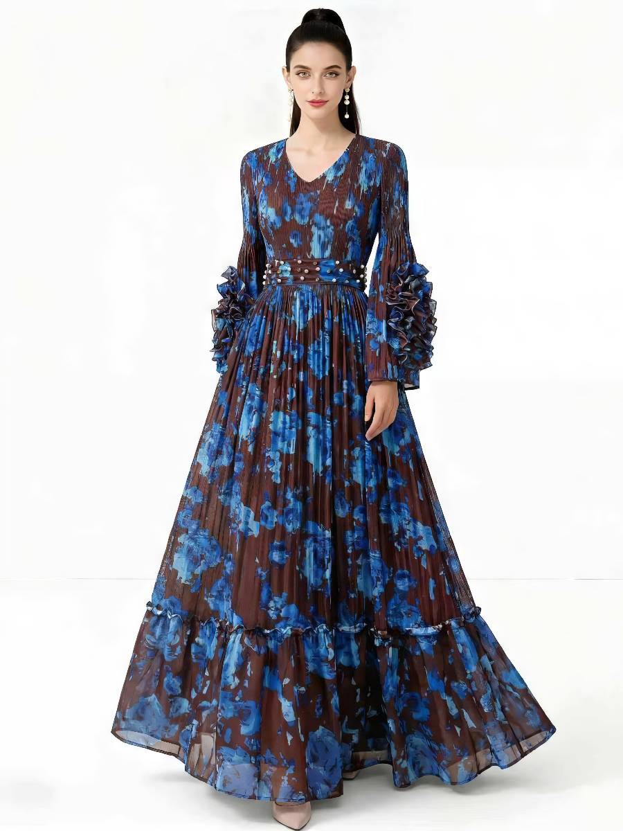 Robe Bleu Et Marron​