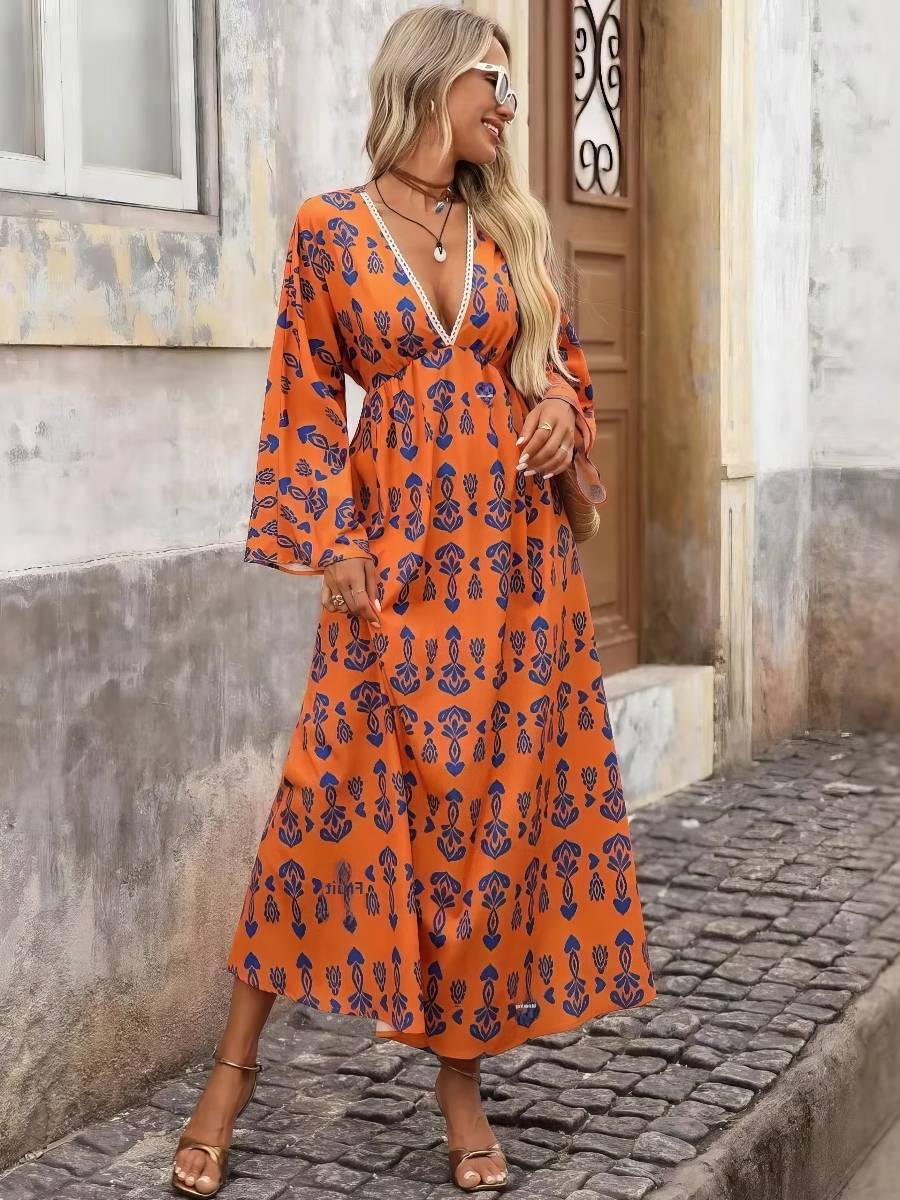 Robe Bleu Et Orange​