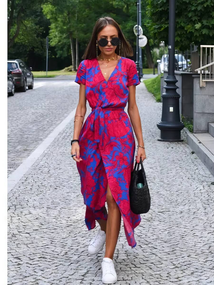 Robe Bleu Et Rouge​