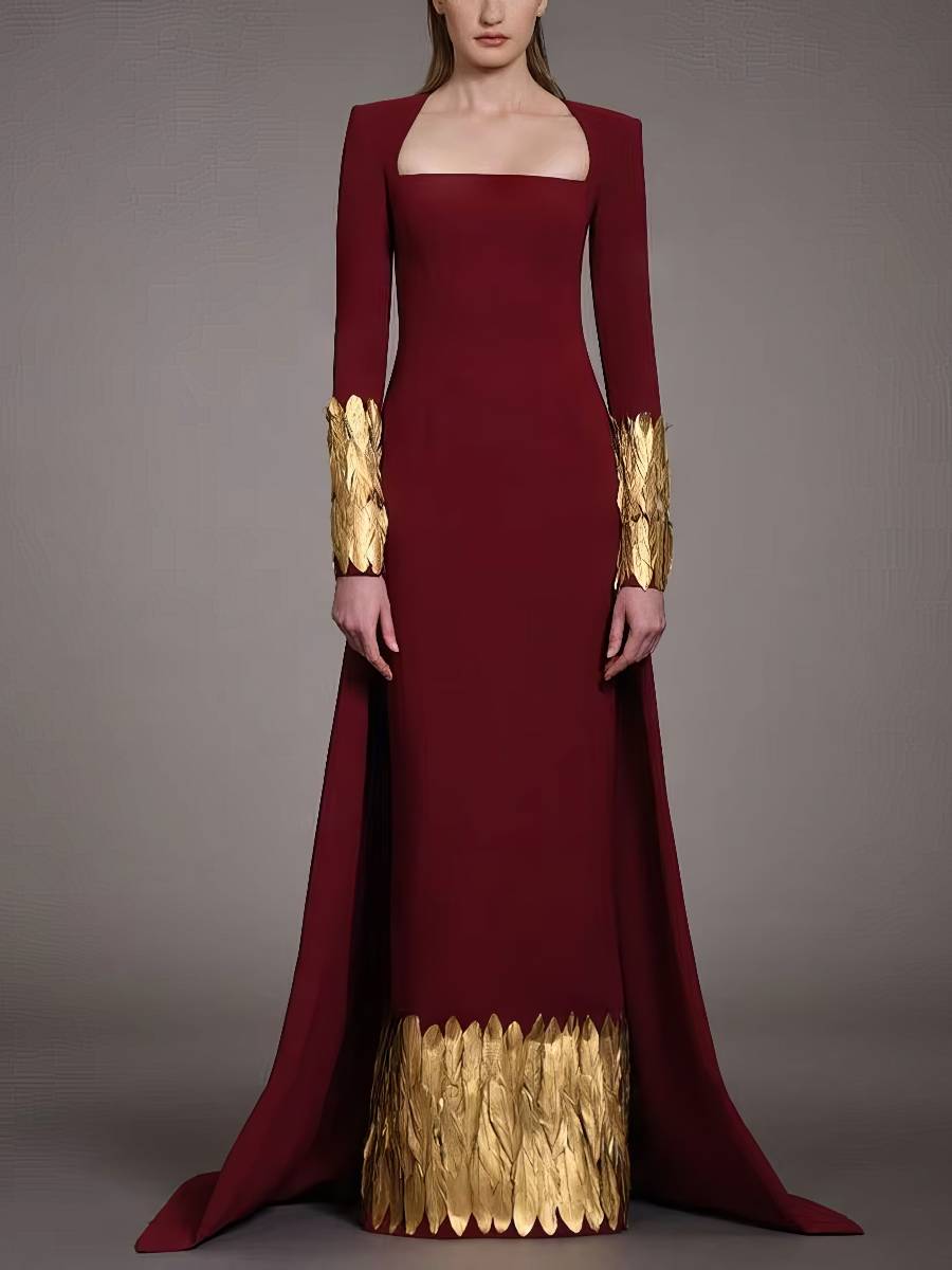 Robe Bordeaux Et Doré​