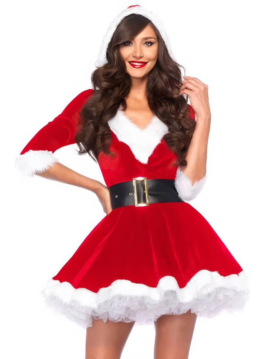 Robe Mère Noël Rouge Et Blanc Coupe Patineuse