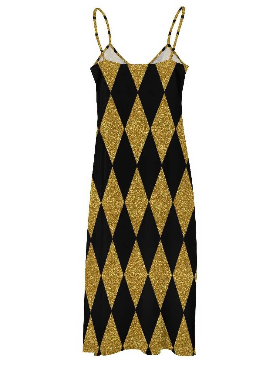 Robe Noir Et Doré À Motif Losanges – Image 3