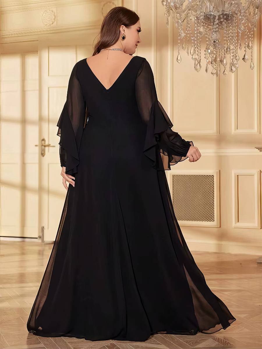 Robe Noir Et Doré Fluide À Manches Transparentes – Image 3