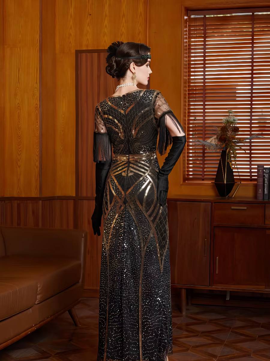 Robe Noir Et Doré Style Gatsby Art Déco – Image 2